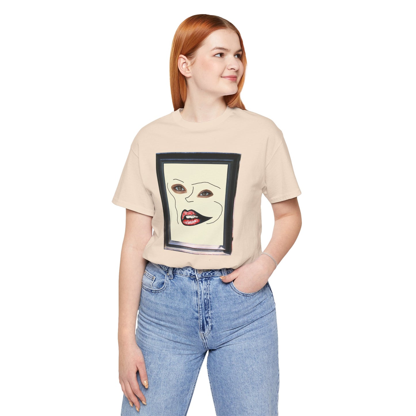 Face in Frame red white