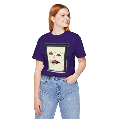 Face in frame red yellow