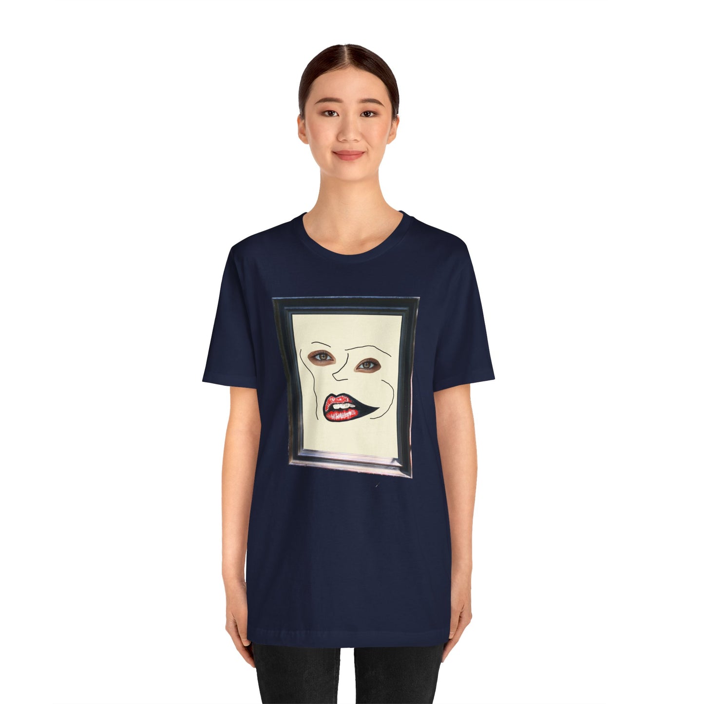 Face in Frame red white