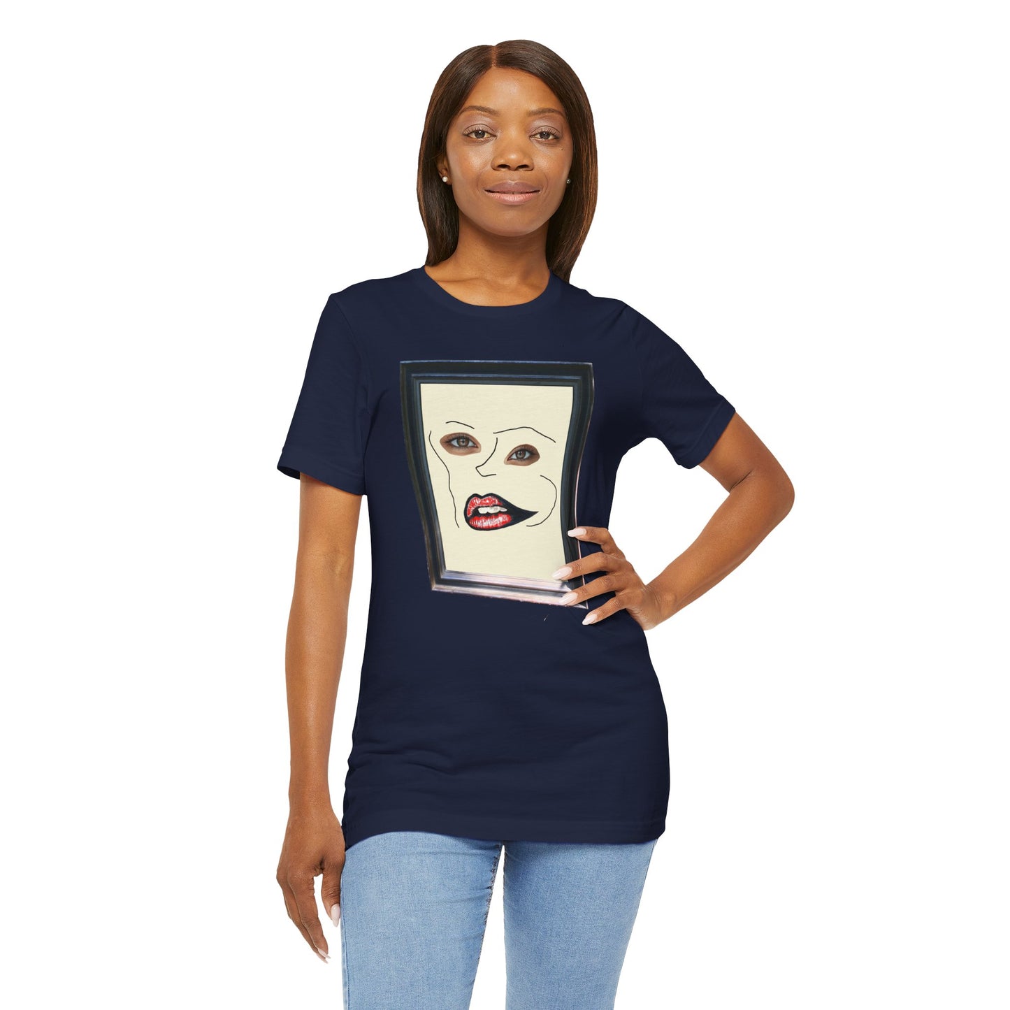 Face in Frame red white