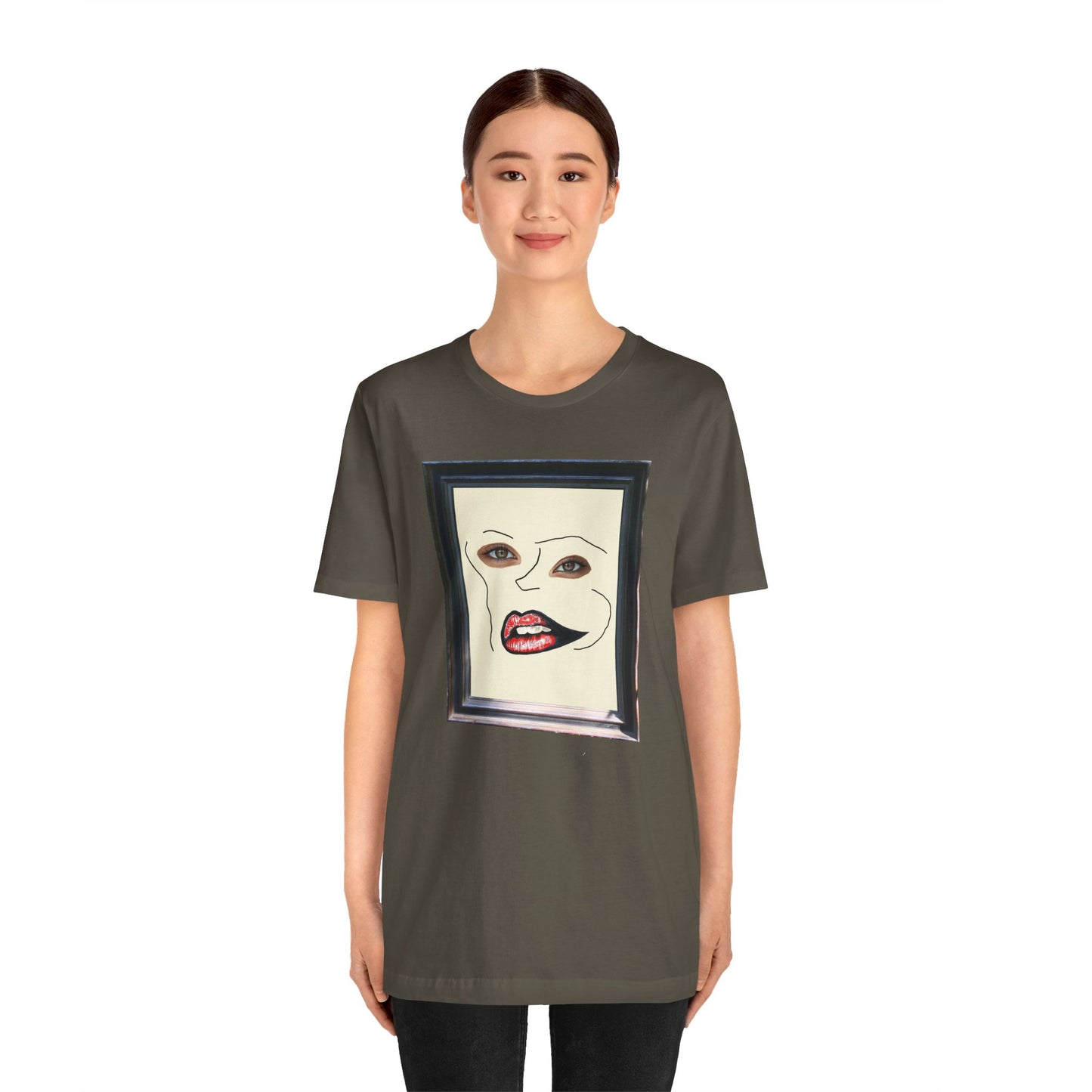 Face in Frame red white