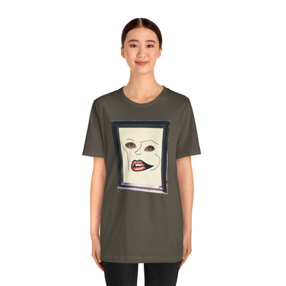 Face in Frame red white