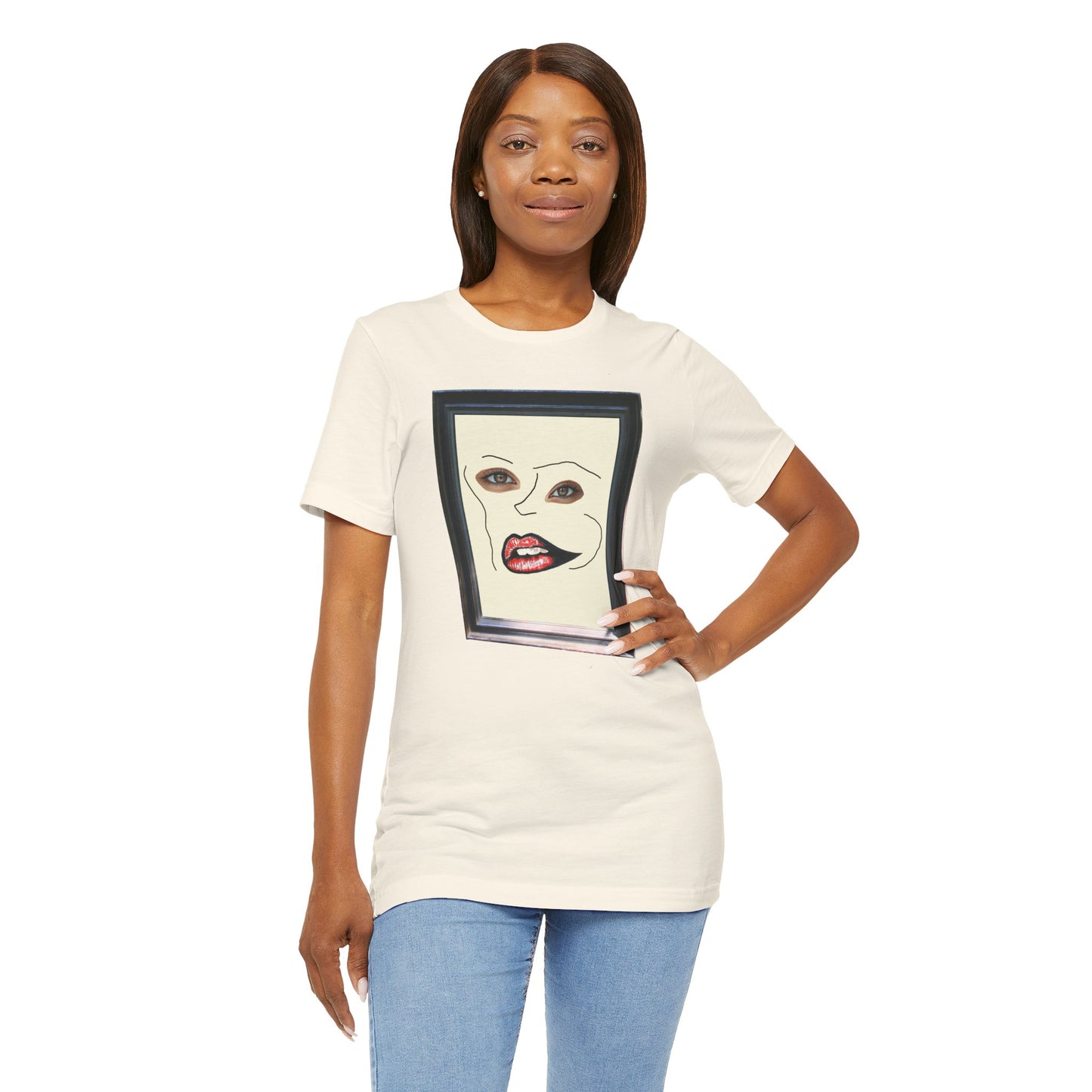 Face in Frame red white