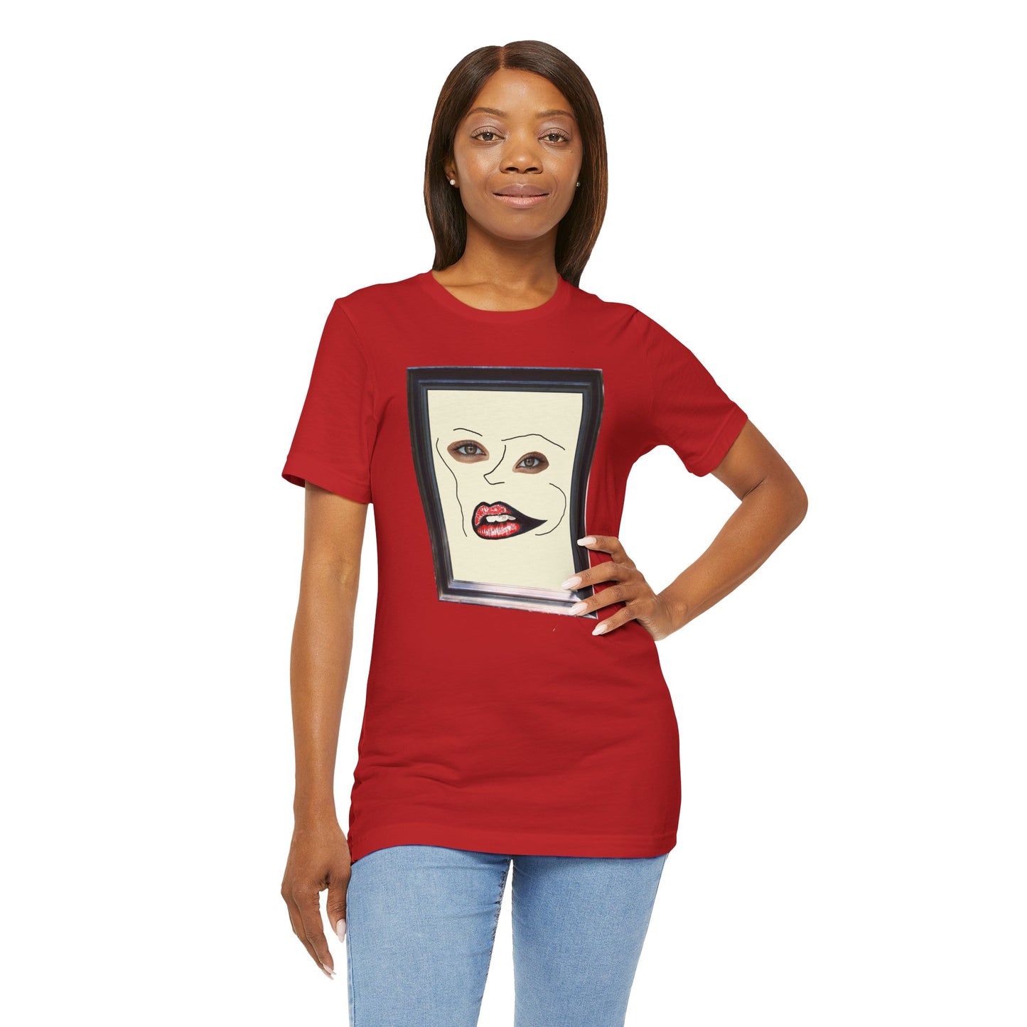 Face in Frame red white