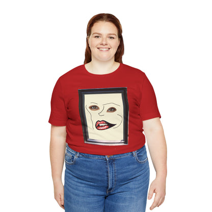 Face in Frame red white