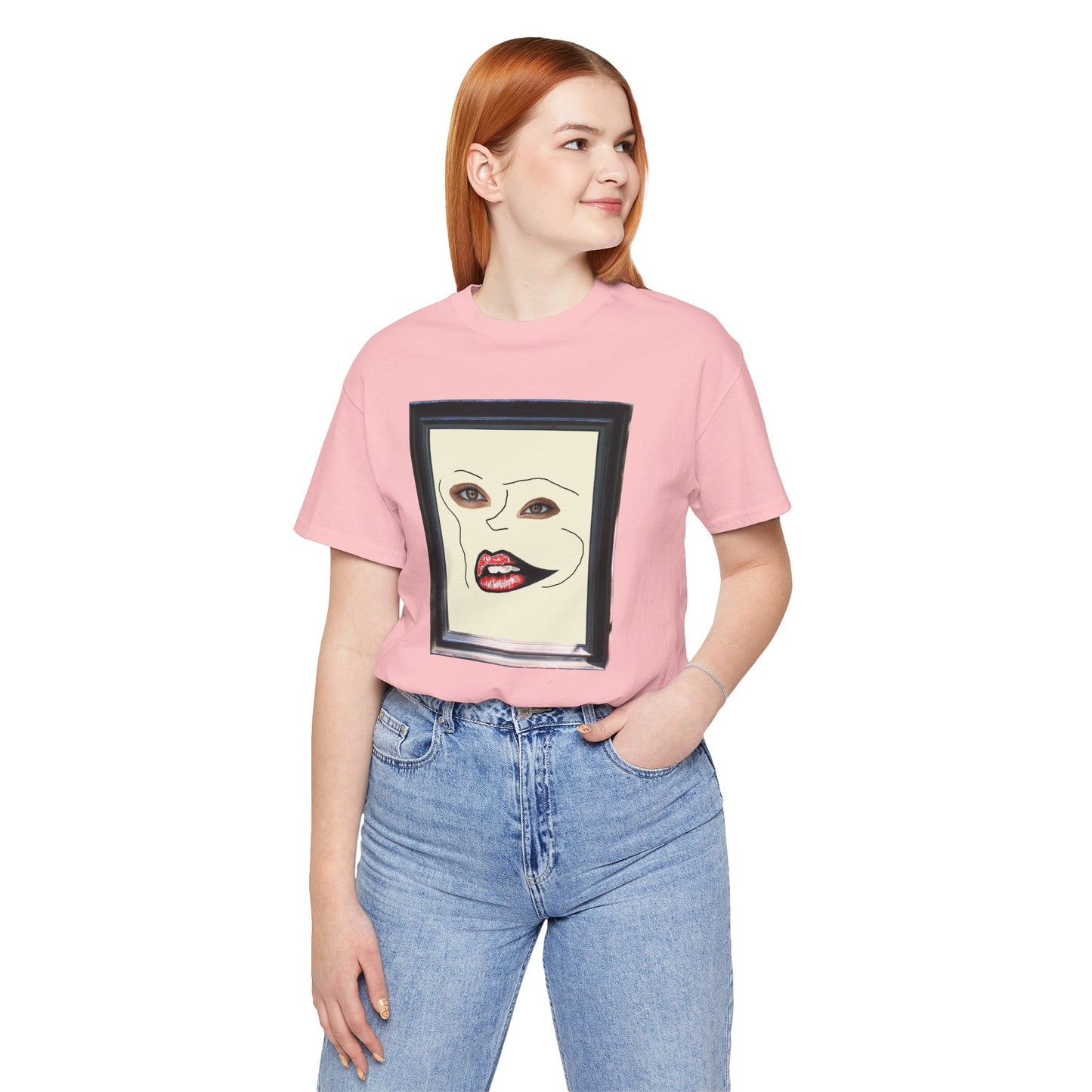 Face in Frame red white