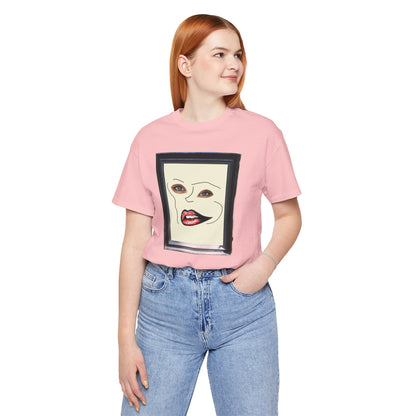 Face in Frame red white