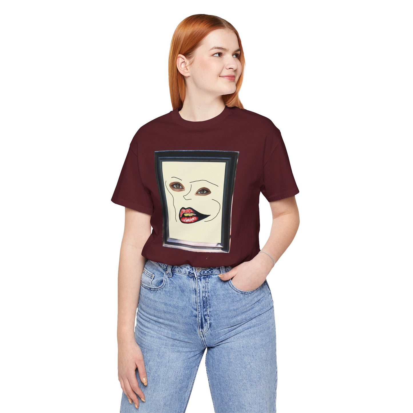 Face in frame red yellow