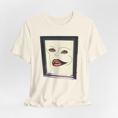 Face in frame red yellow