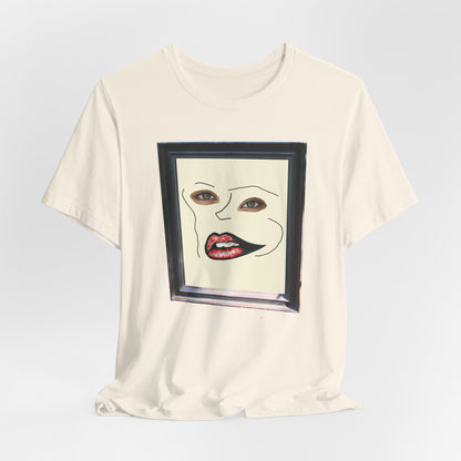 Face in Frame red white