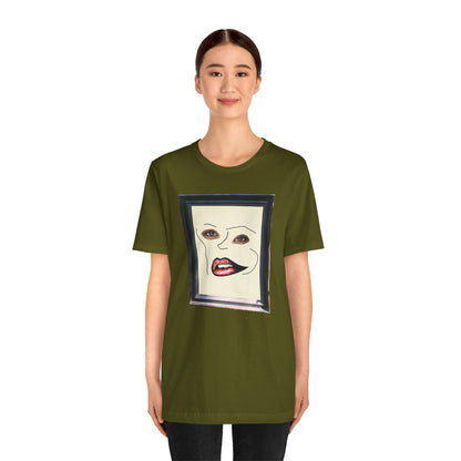 Face in Frame red white