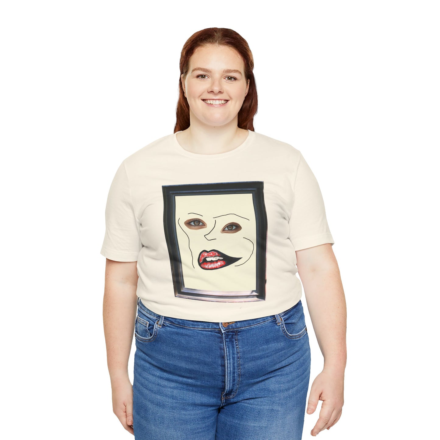 Face in Frame red white