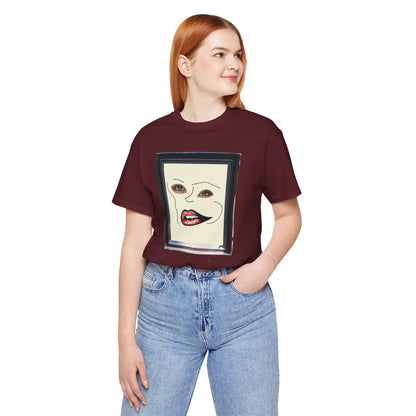 Face in Frame red white