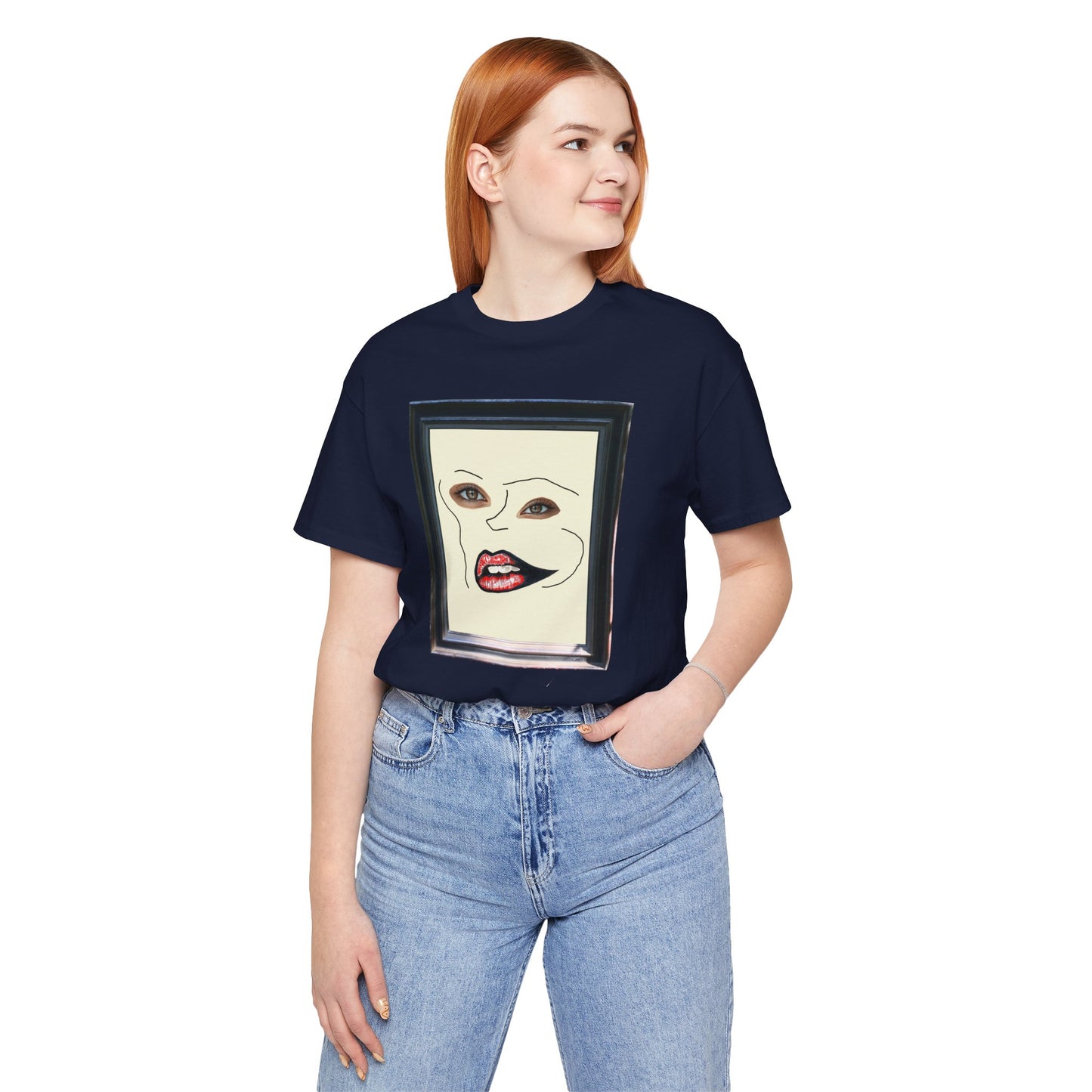 Face in Frame red white