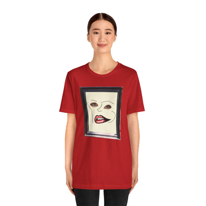 Face in Frame red white