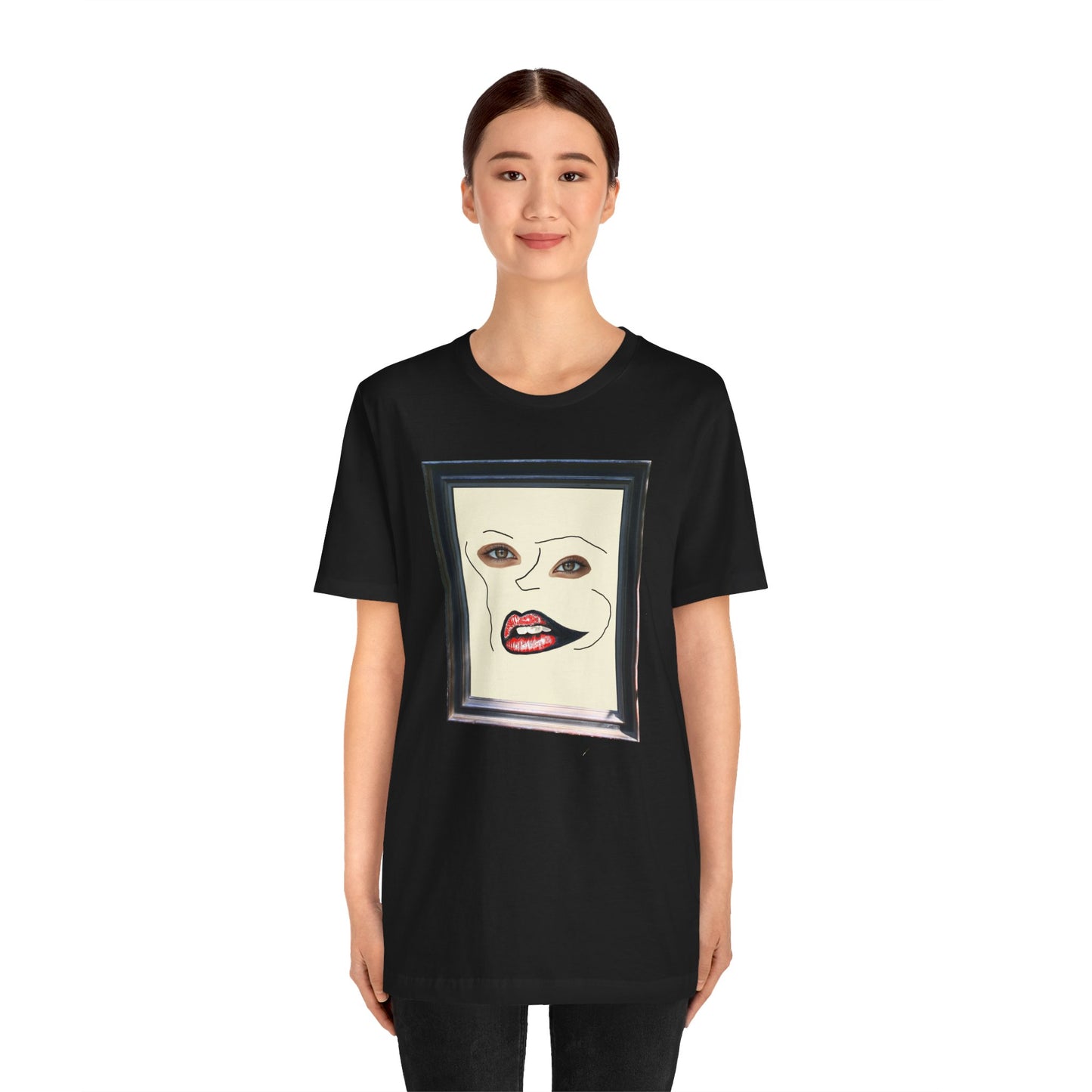 Face in Frame red white