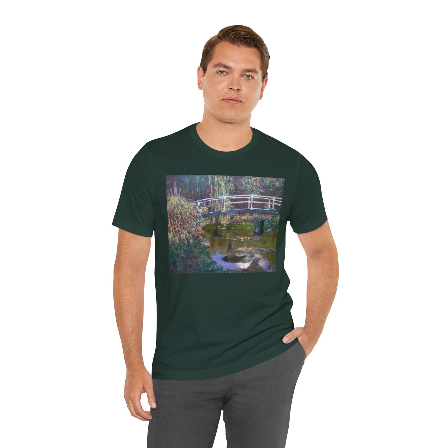 Sharks under Monets' bridge