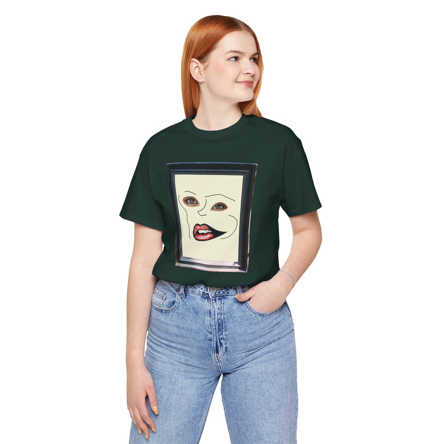 Face in Frame red white