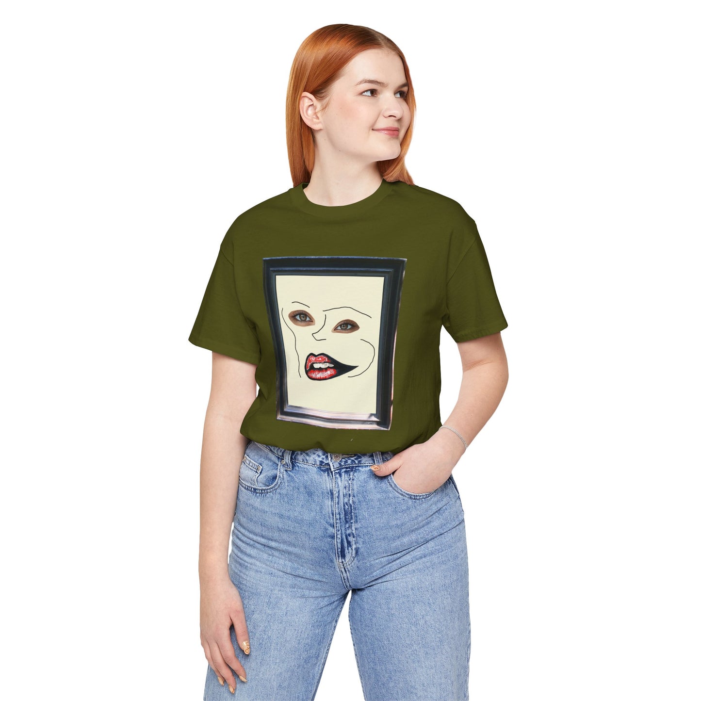 Face in Frame red white